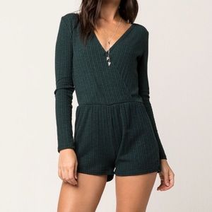NWOT Tillys Dark Green Romper Comfy Stretchy VNeck